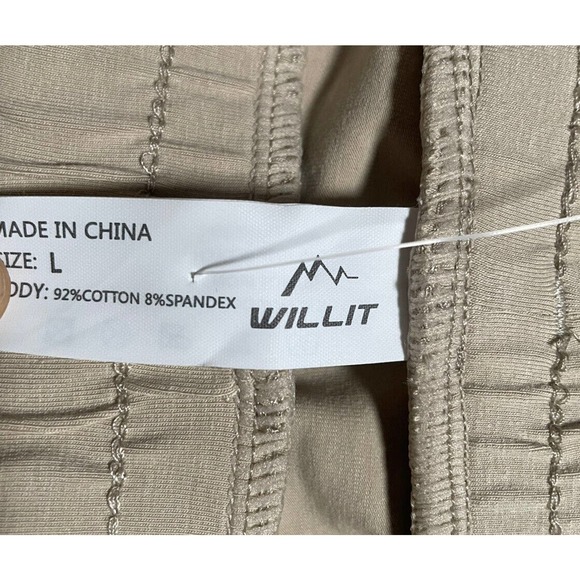 NEW Willit Women’s Large L Tan Beige Flat Front Shorts Pockets Drawstring Waist - Picture 2 of 4